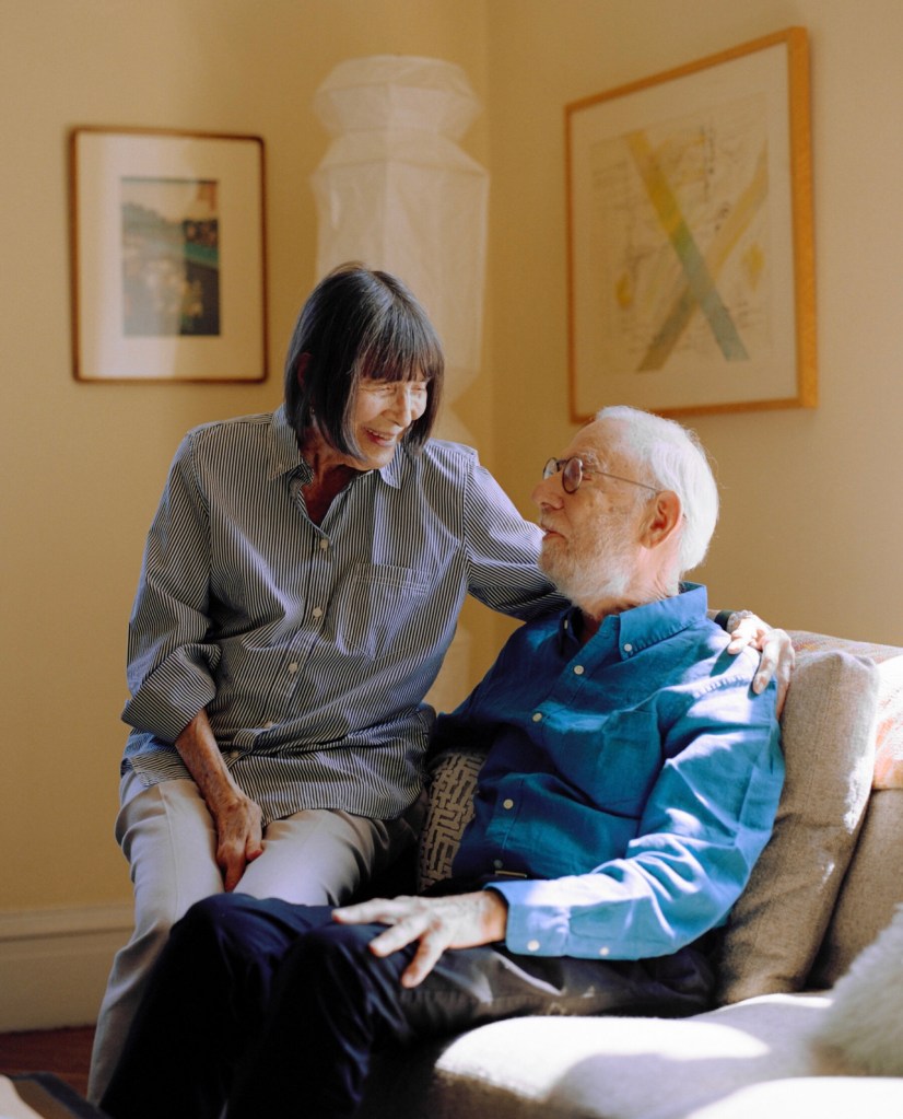 Phyllis Raphael, 86, in her Manhattan apartment, and Stan Leff, 89, have been a couple for six years.